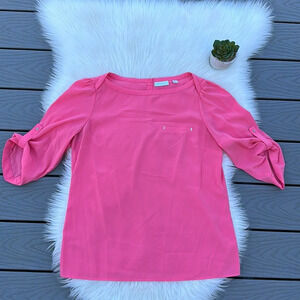 New York & Company pink three quarter sleeve dress shirt